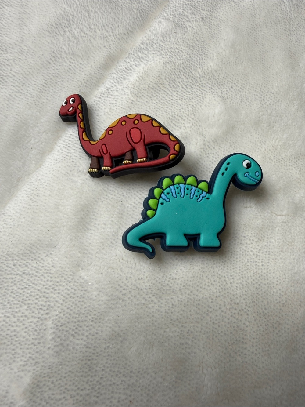 Teal & Red Dinosaur Shoe Charms for Kids